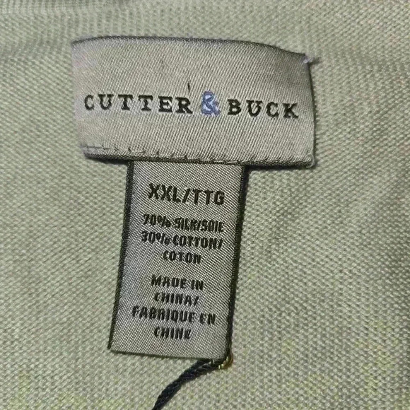 NWT Cutter & Buck Mens Silk Cotton V-Neck Lightweight Sweater Vest Sage Size XXL - Picture 6 of 9